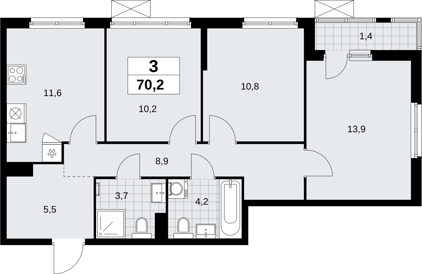 1-комнатная квартира (Студия) с отделкой в ЖК Дзен-кварталы на 11 этаже в 4 секции. Сдача в 2 кв. 2026 г.