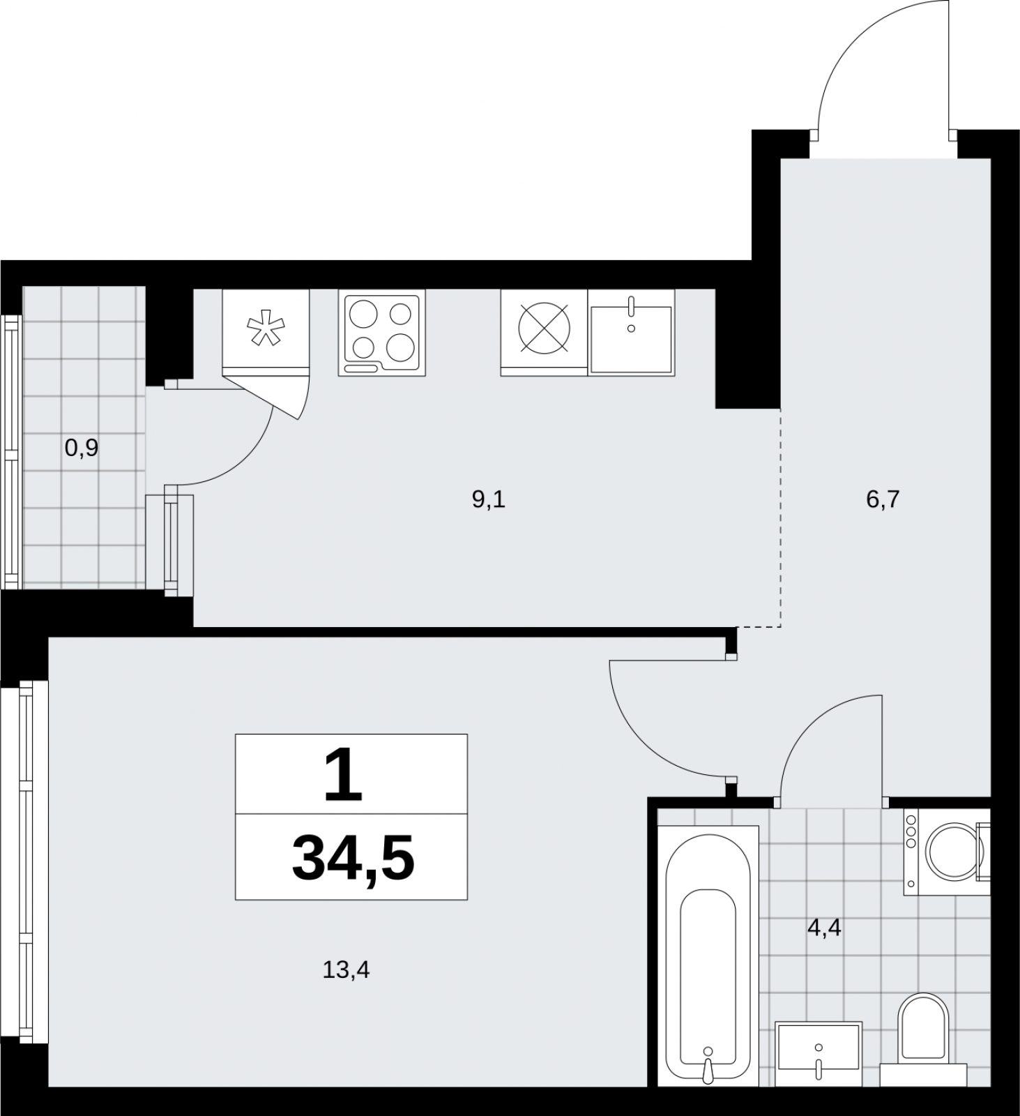 2-комнатная квартира с отделкой в ЖК Дзен-кварталы на 6 этаже в 1 секции. Сдача в 2 кв. 2026 г.