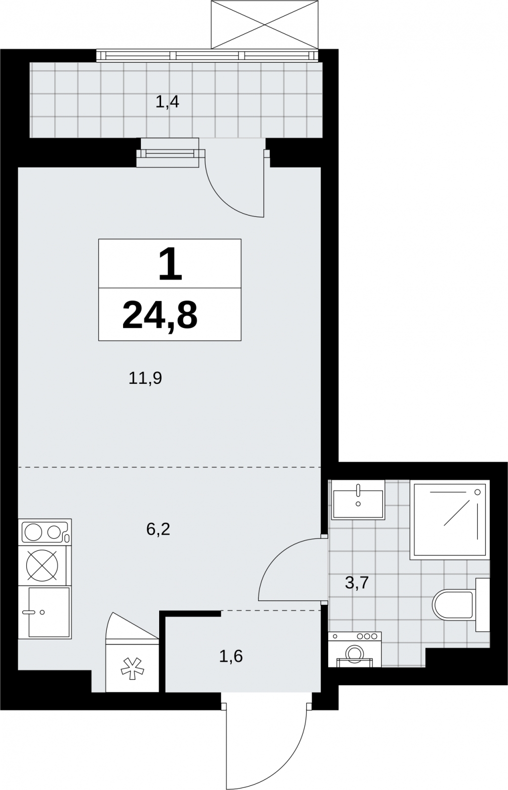 2-комнатная квартира в ЖК Level Стрешнево на 1 этаже в 1 секции. Сдача в 2 кв. 2022 г.