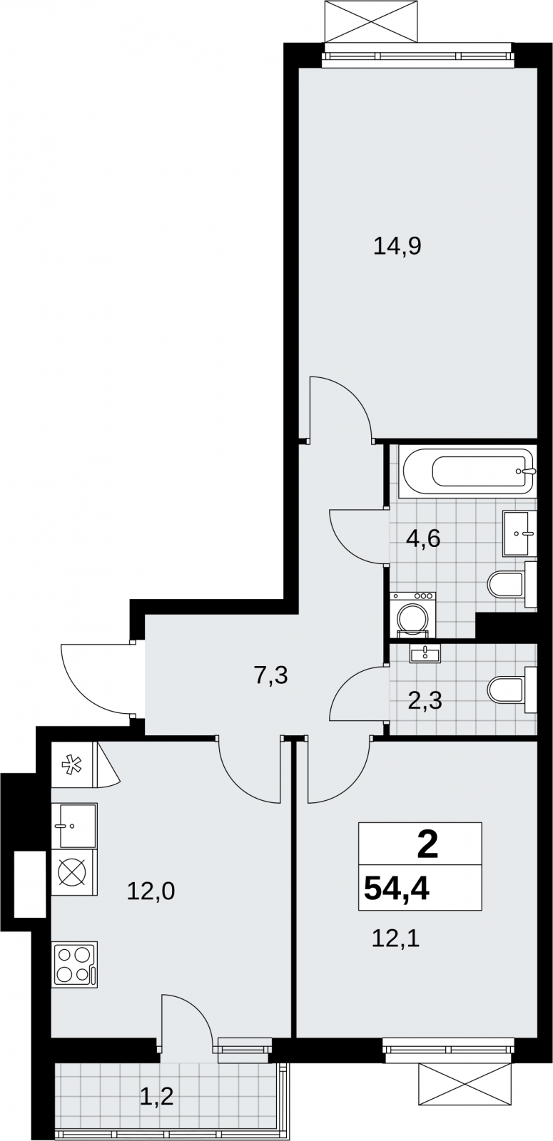 2-комнатная квартира в ЖК Level Стрешнево на 8 этаже в 2 секции. Сдача в 1 кв. 2022 г.