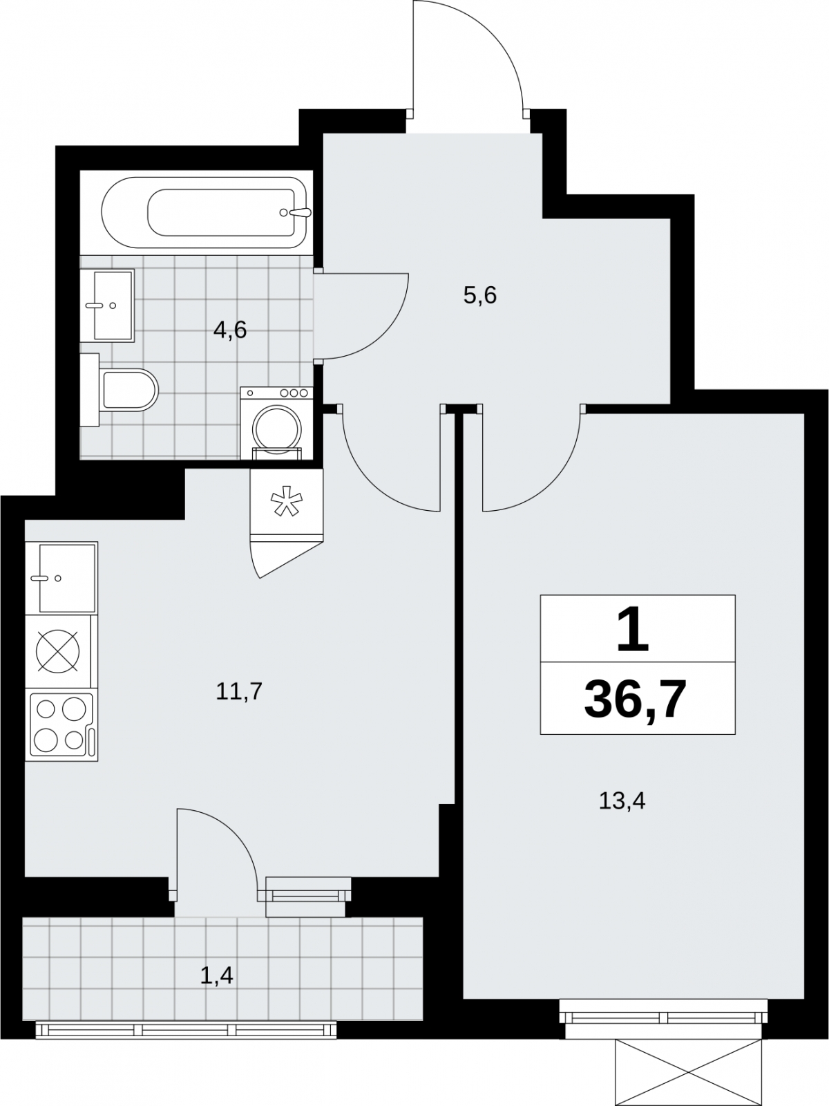 2-комнатная квартира с отделкой в ЖК Дзен-кварталы на 2 этаже в 3 секции. Сдача в 2 кв. 2026 г.