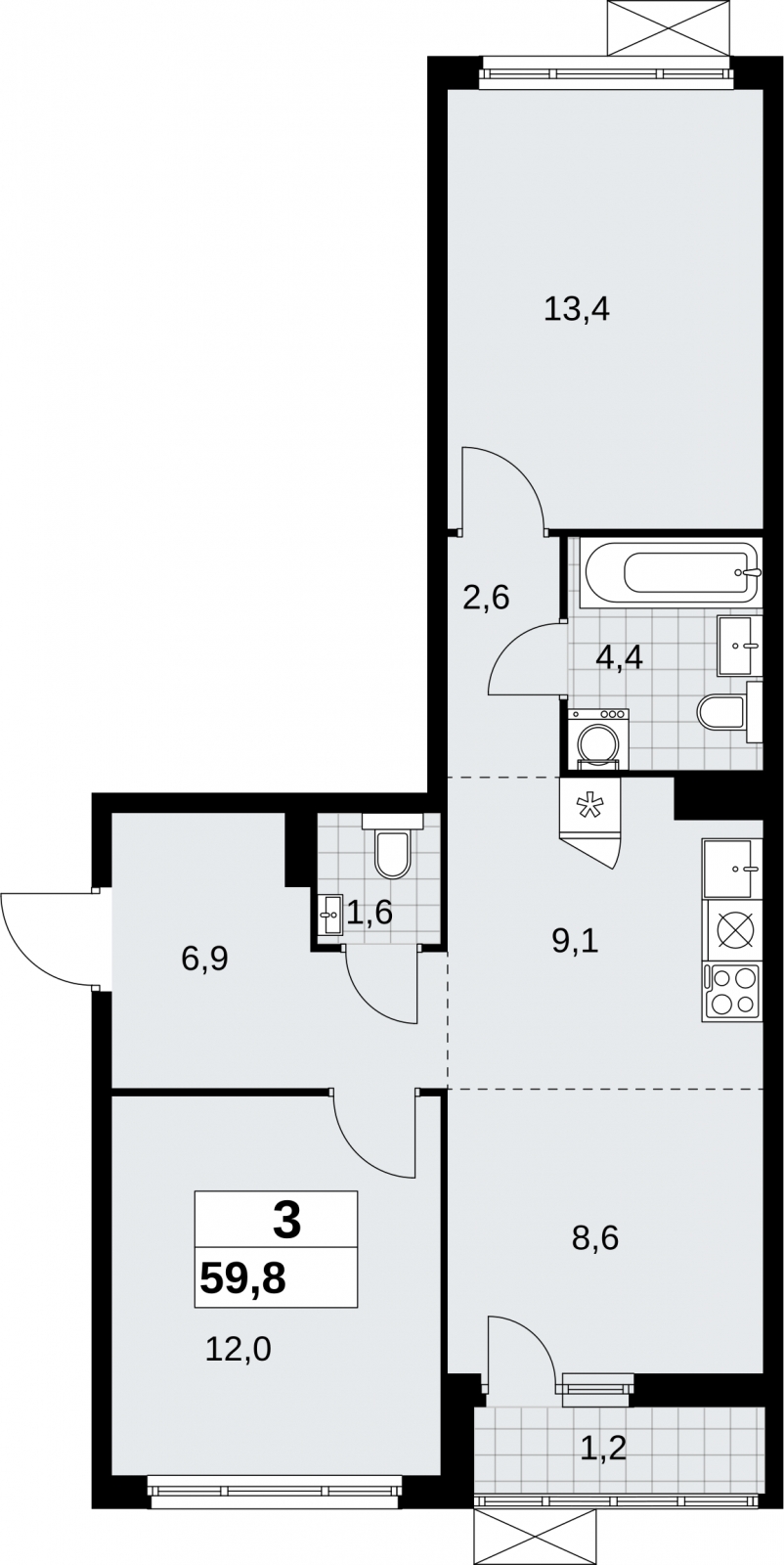 1-комнатная квартира с отделкой в Брусника в Академическом на 9 этаже в 5 секции. Сдача в 4 кв. 2024 г.