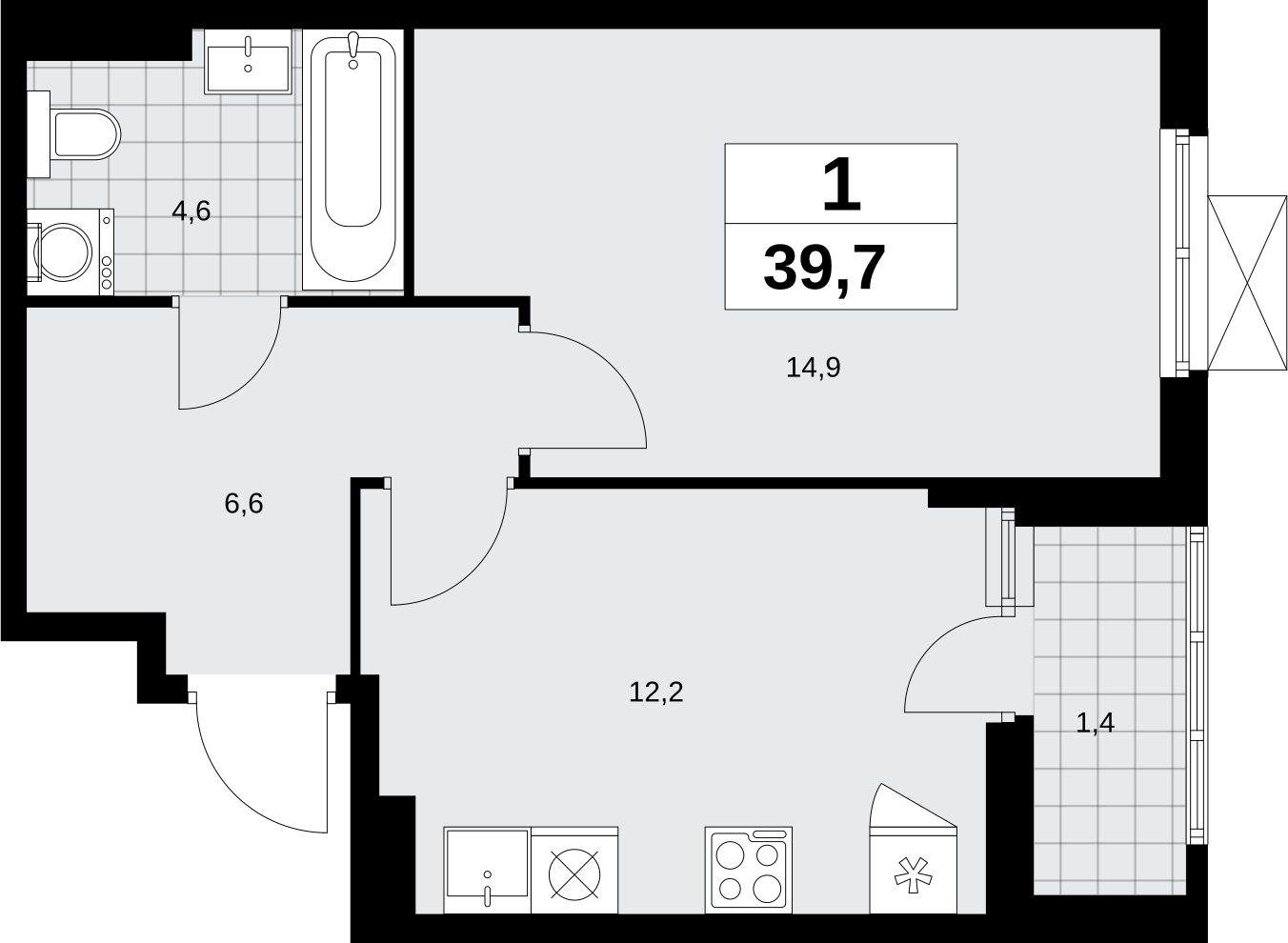 1-комнатная квартира с отделкой в Брусника в Академическом на 9 этаже в 6 секции. Сдача в 4 кв. 2024 г.
