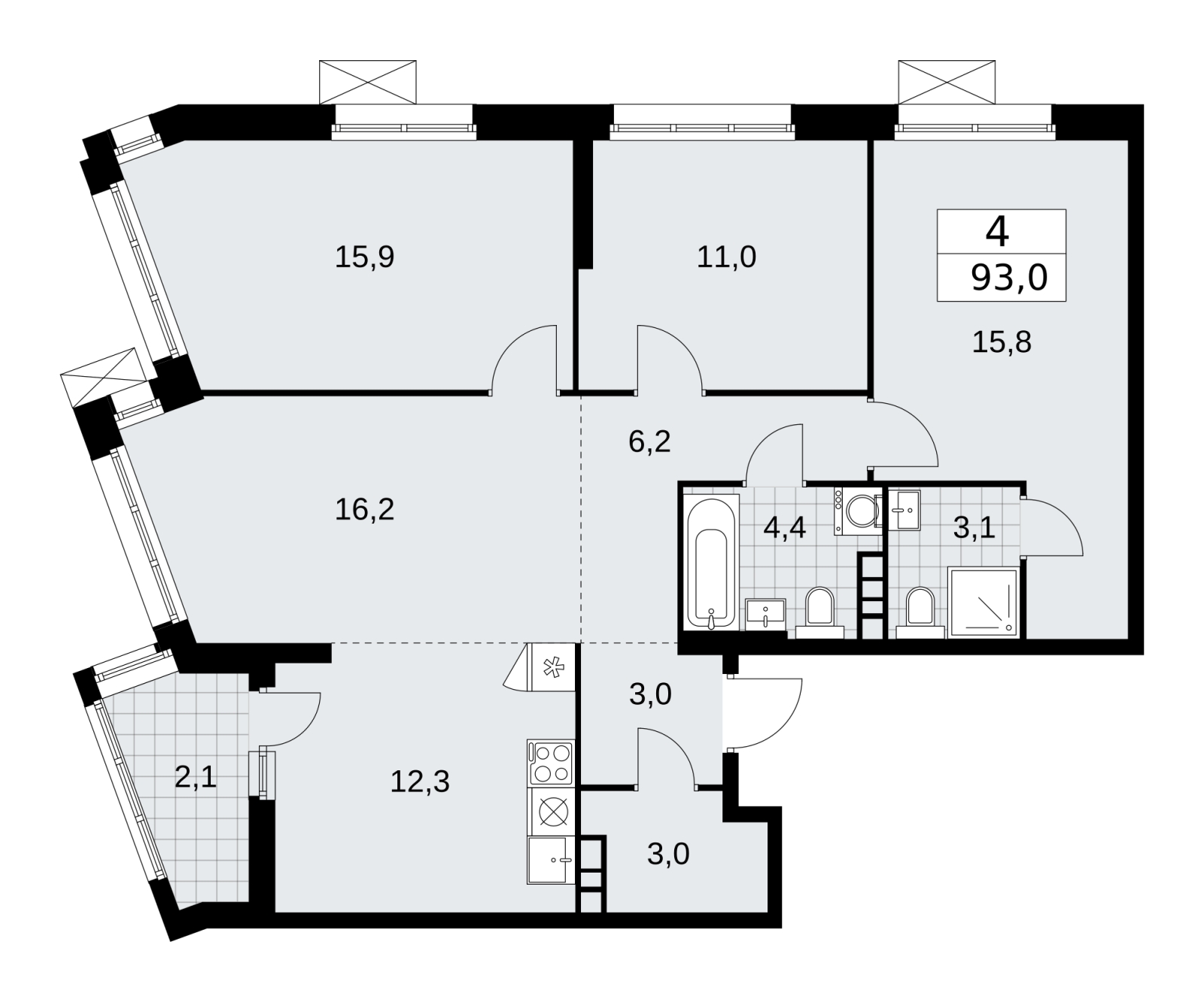 3-комнатная квартира с отделкой в ЖК Большая Академическая 85 на 21 этаже в 1 секции. Сдача в 4 кв. 2023 г.