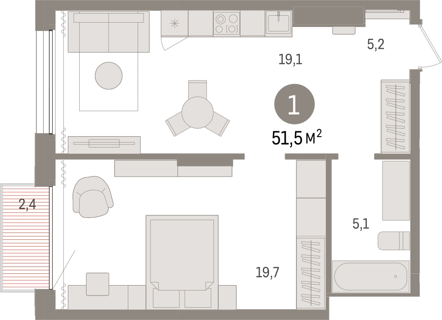 1-комнатная квартира с отделкой в ЖК Дзен-кварталы на 6 этаже в 1 секции. Сдача в 3 кв. 2026 г.