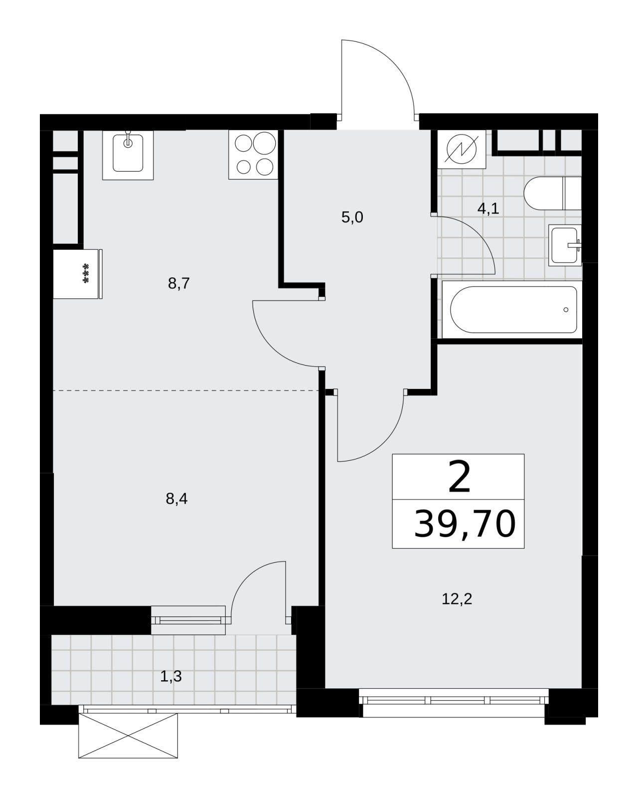 1-комнатная квартира (Студия) в ЖК Скандинавия на 7 этаже в 1 секции. Сдача в 3 кв. 2025 г.
