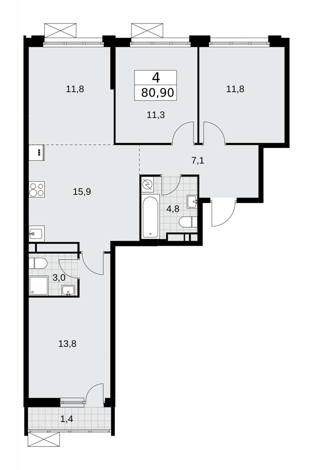 1-комнатная квартира в ЖК Скандинавия на 6 этаже в 3 секции. Сдача в 3 кв. 2025 г.
