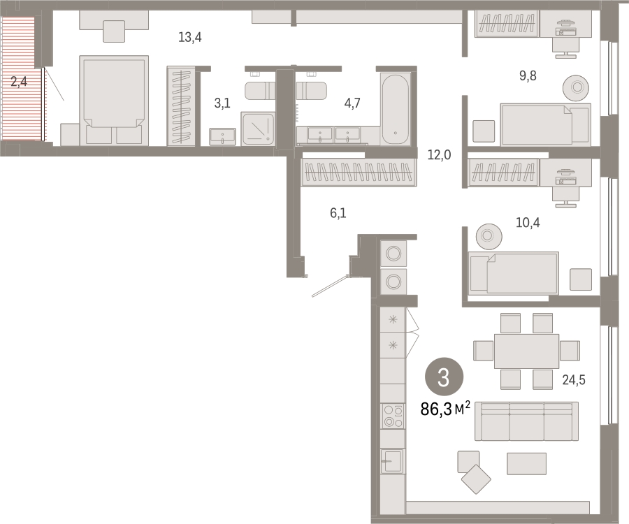 1-комнатная квартира в ЖК Дзен-кварталы на 16 этаже в 1 секции. Сдача в 2 кв. 2026 г.