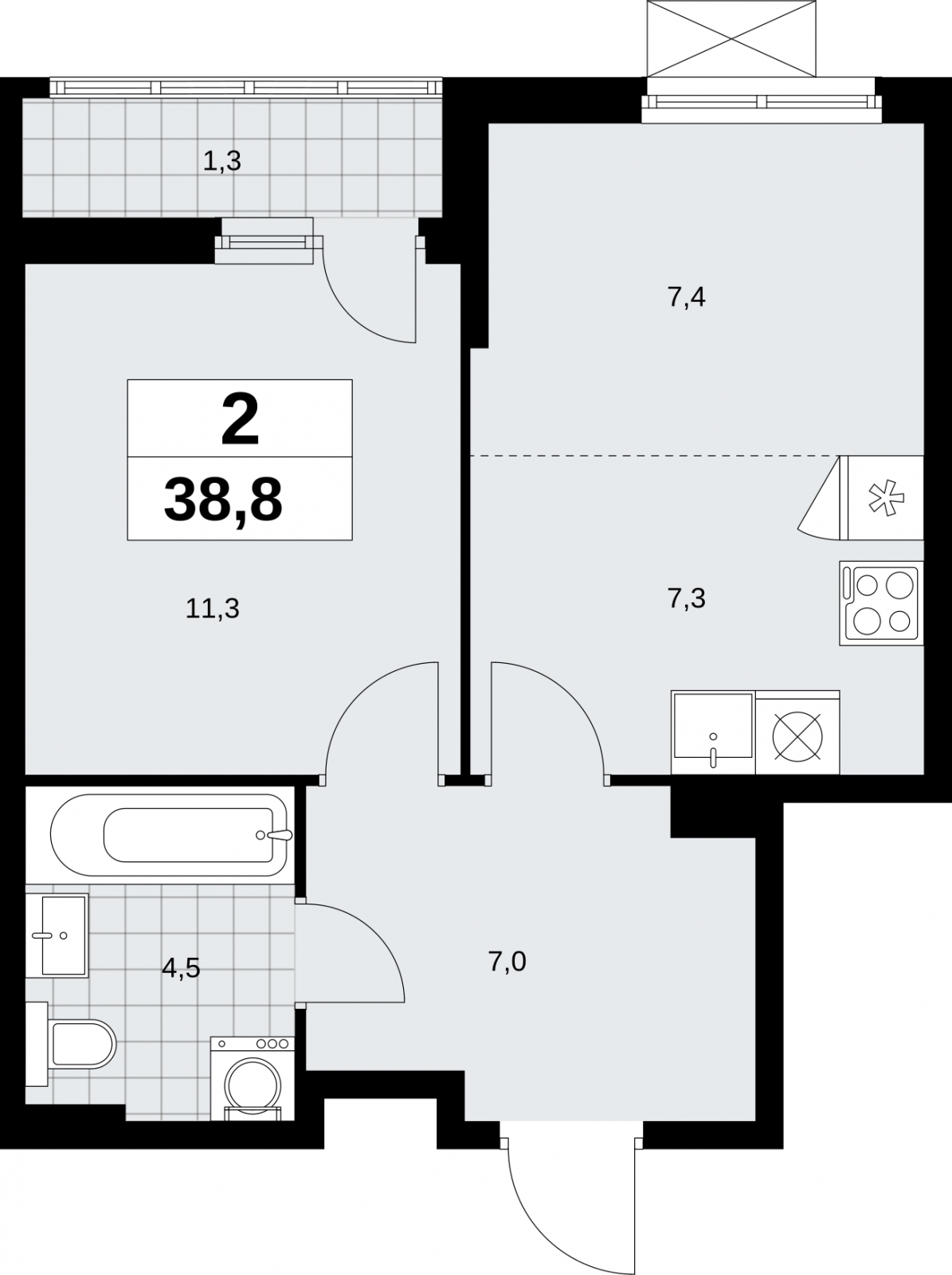 1-комнатная квартира (Студия) с отделкой в ЖК Руставели 14 на 19 этаже в 1 секции. Сдача в 3 кв. 2024 г.