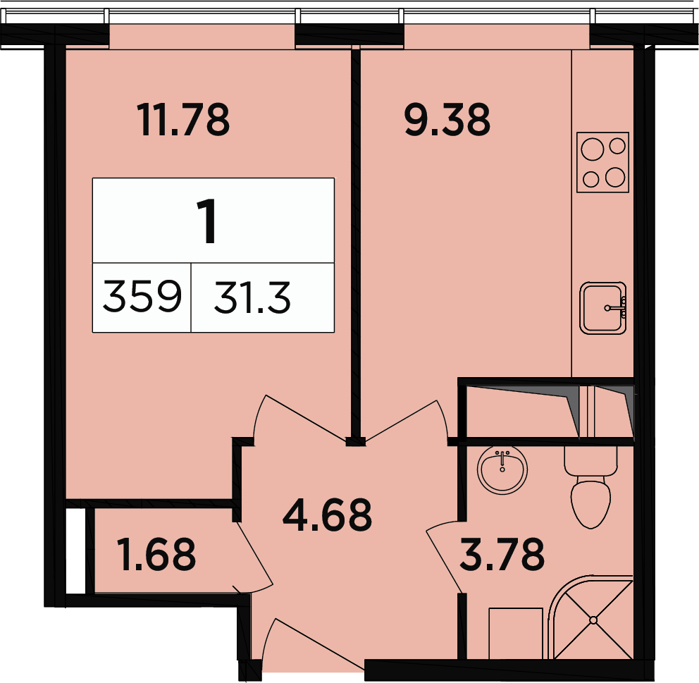 1-комнатная квартира с отделкой в мкр. Новое Медведково на 14 этаже в 2 секции. Сдача в 2 кв. 2023 г.