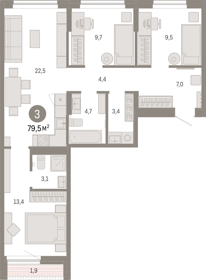2-комнатная квартира в ЖК Дзен-кварталы на 18 этаже в 1 секции. Сдача в 2 кв. 2026 г.