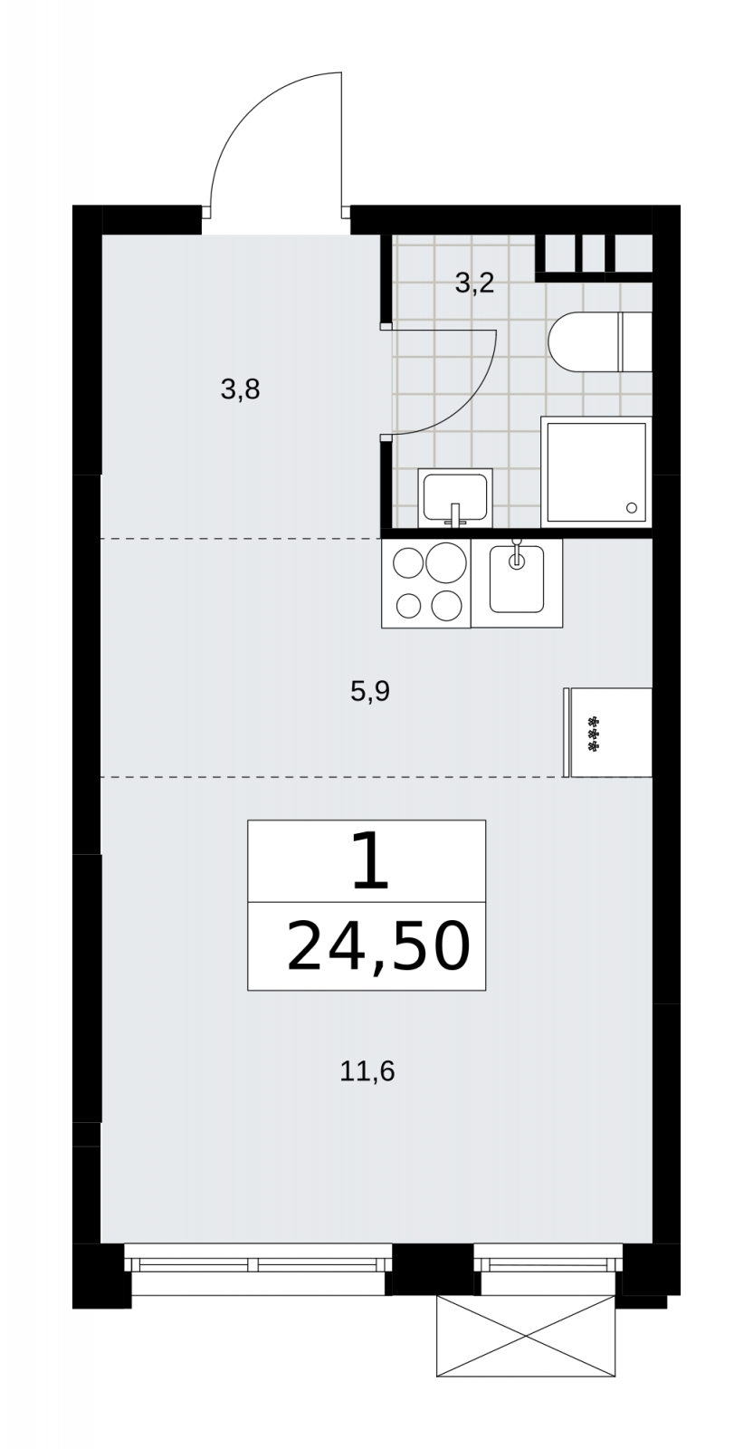 1-комнатная квартира с отделкой в ЖК Sky Skolkovo на 1 этаже в 3 секции. Дом сдан.