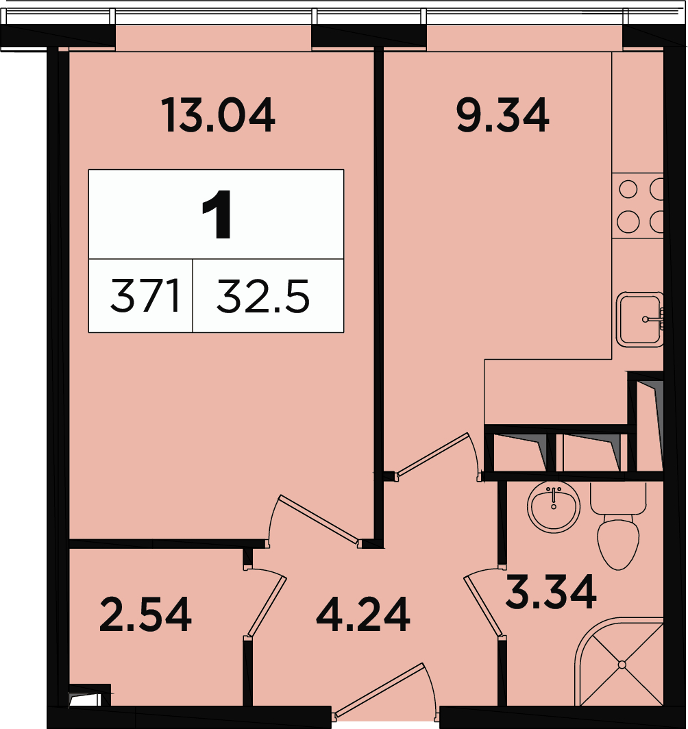 1-комнатная квартира в ЖК Легендарный Квартал на Березовой  аллее на 8 этаже в 2 секции. Сдача в 3 кв. 2019 г.