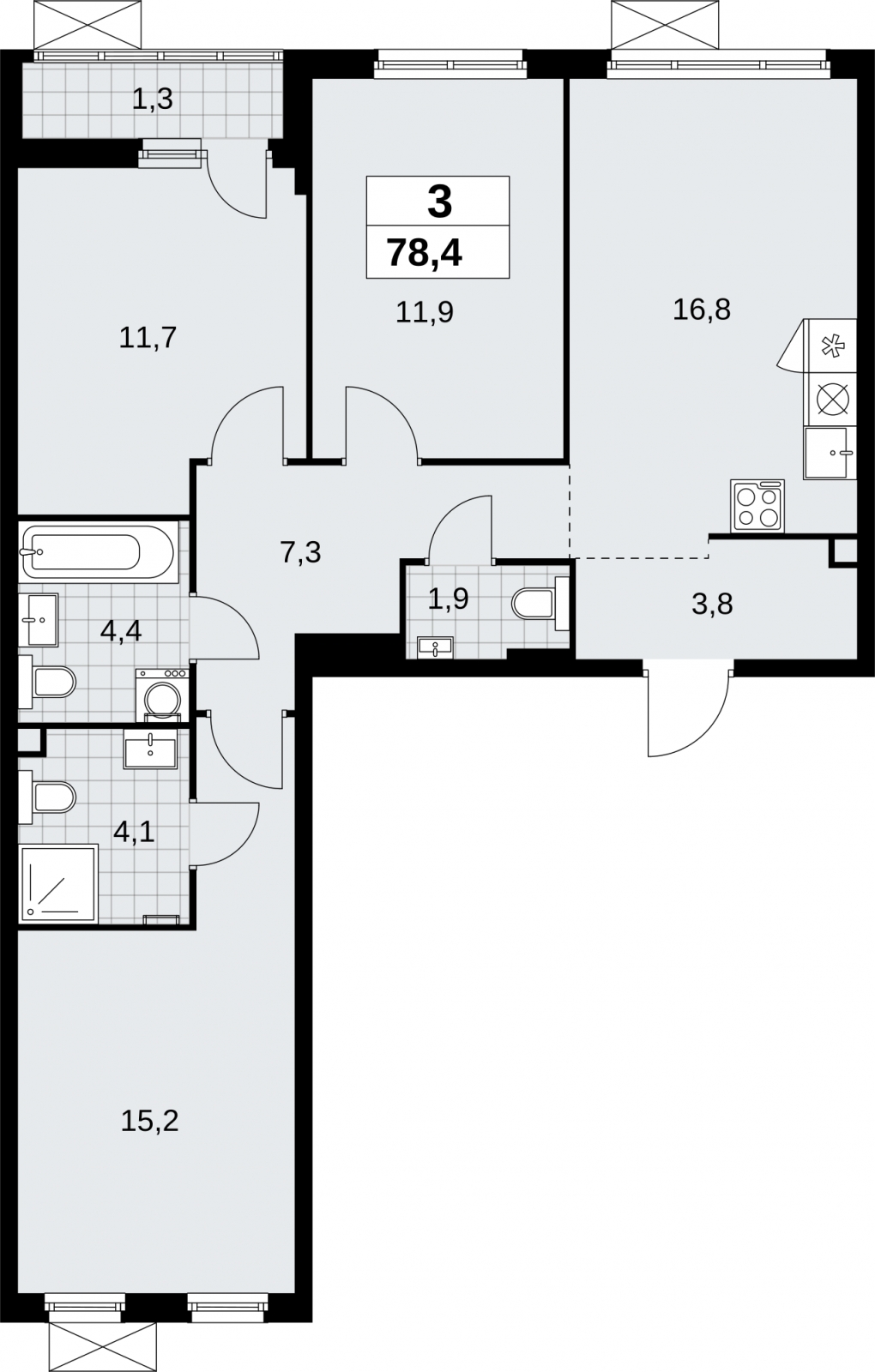 2-комнатная квартира с отделкой в ЖК Настоящее на 9 этаже в 5 секции. Сдача в 4 кв. 2022 г.