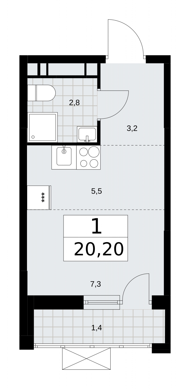 2-комнатная квартира в ЖК Скандинавия на 2 этаже в 1 секции. Сдача в 3 кв. 2025 г.