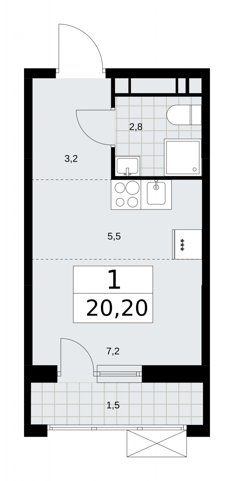3-комнатная квартира в ЖК Скандинавия на 2 этаже в 4 секции. Сдача в 3 кв. 2025 г.