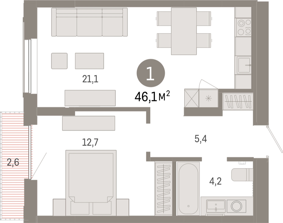 2-комнатная квартира в ЖК Дзен-кварталы на 3 этаже в 3 секции. Сдача в 2 кв. 2026 г.