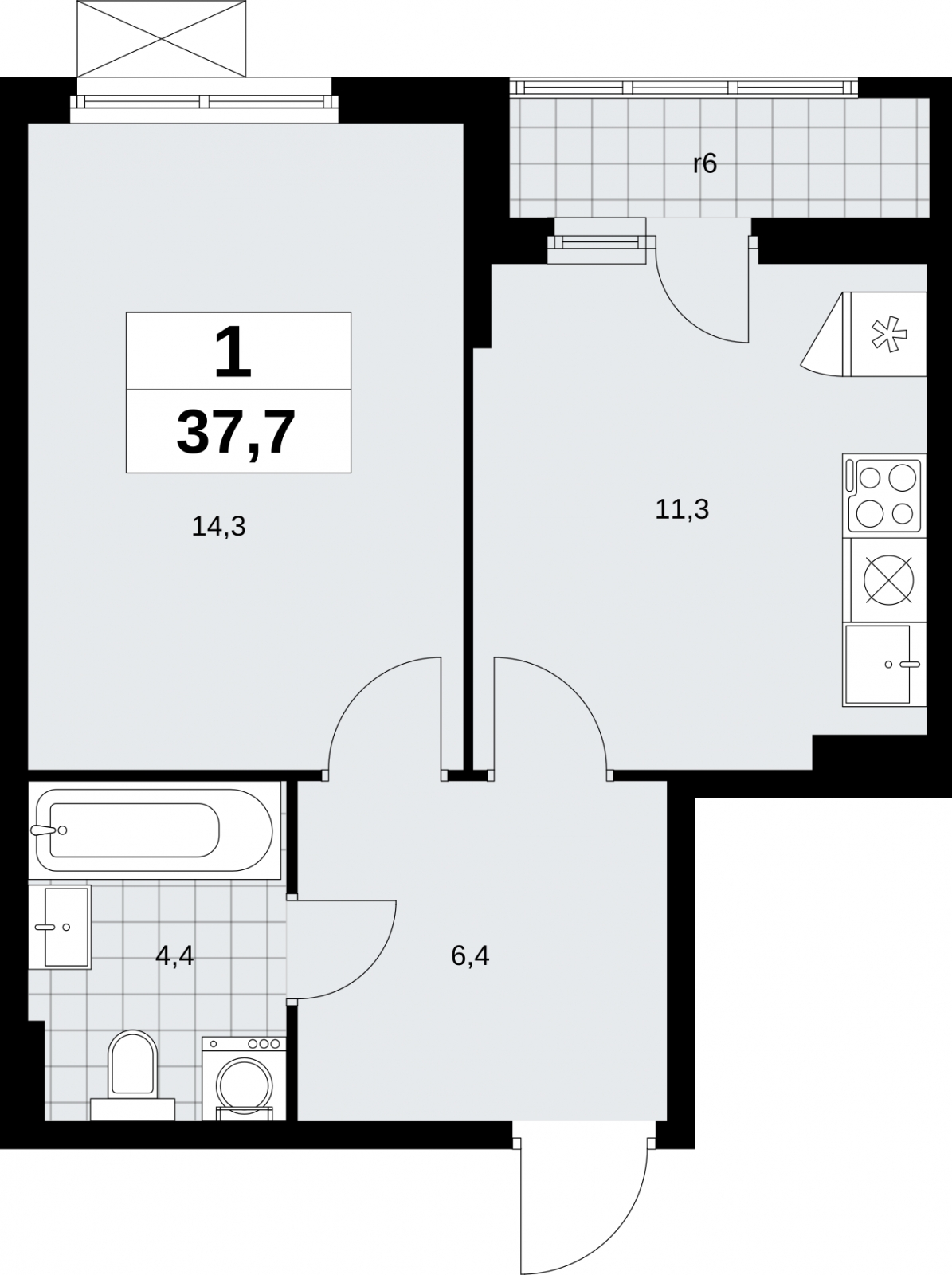 2-комнатная квартира с отделкой в ЖК Октябрьский на Туре на 9 этаже в 1 секции. Сдача в 2 кв. 2025 г.