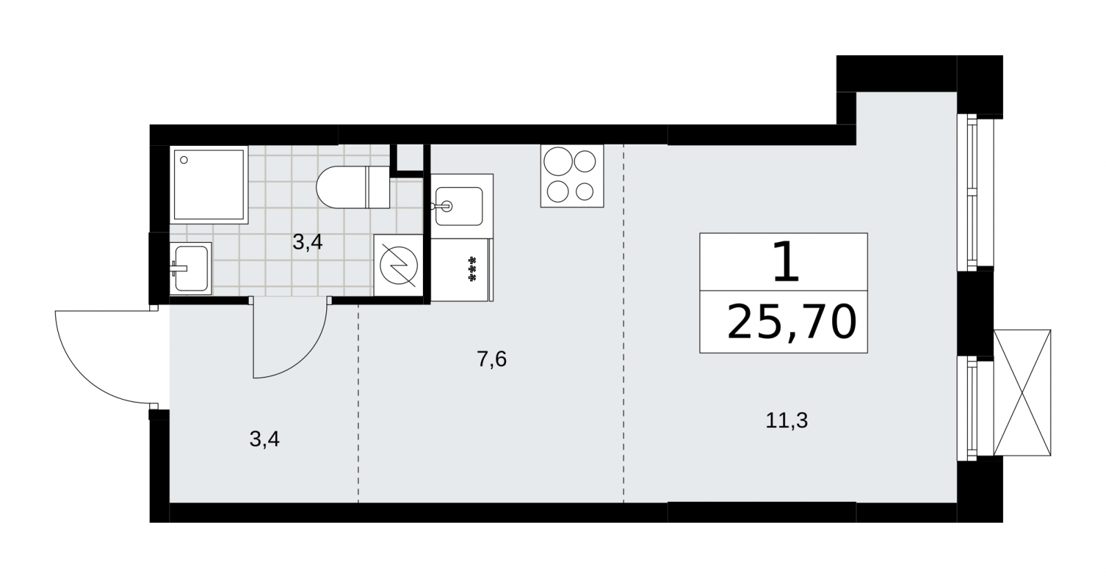 3-комнатная квартира в ЖК Скандинавия на 3 этаже в 2 секции. Сдача в 3 кв. 2025 г.