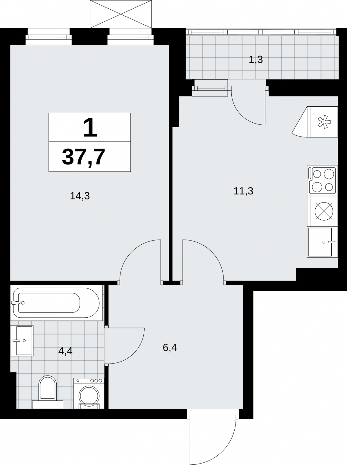 2-комнатная квартира с отделкой в ЖК Аквилон PARK на 2 этаже в 1 секции. Сдача в 2 кв. 2022 г.