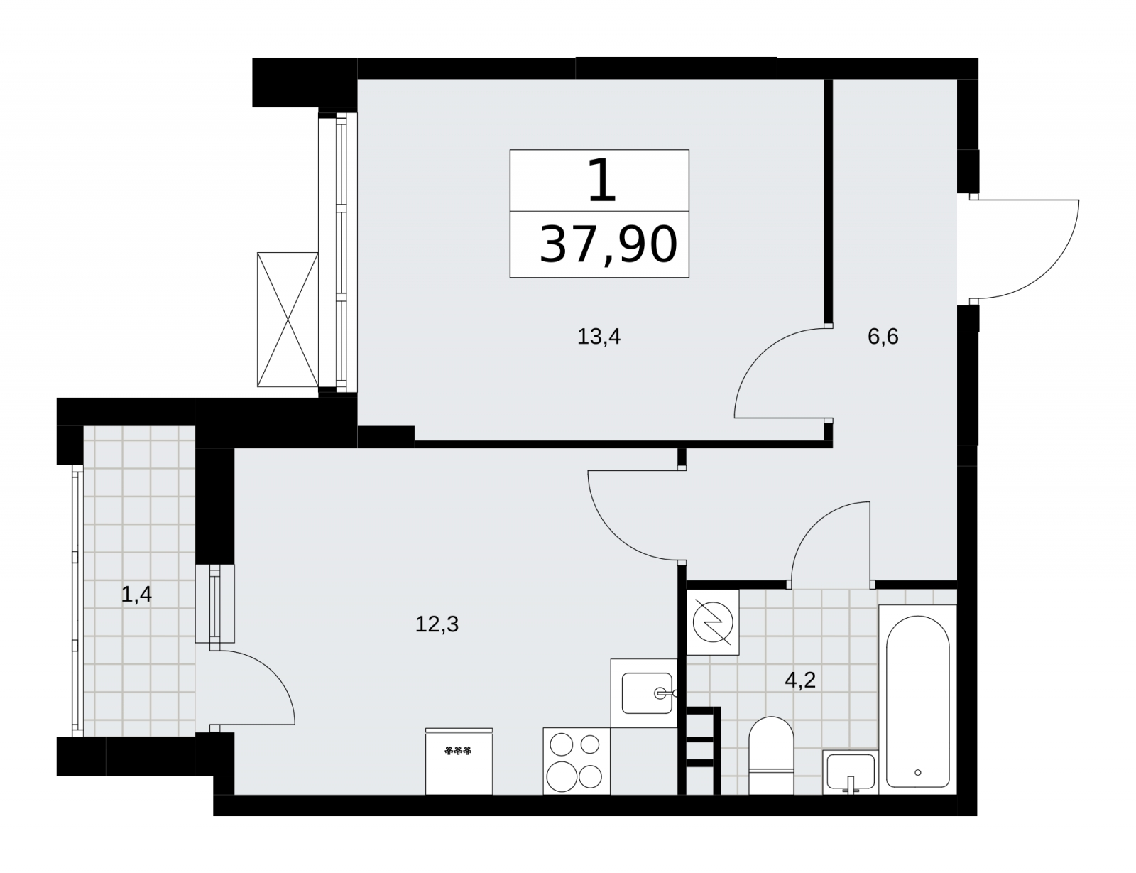 2-комнатная квартира в ЖК Скандинавия на 6 этаже в 2 секции. Сдача в 3 кв. 2025 г.