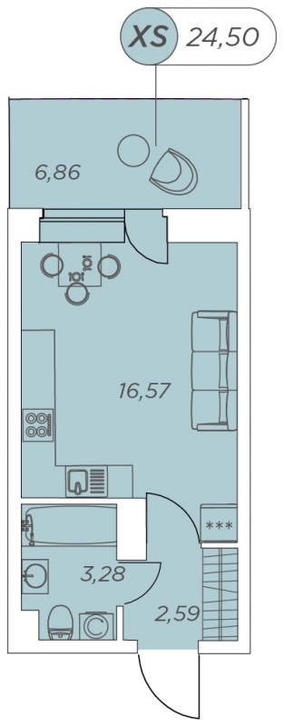 1-комнатная квартира в ЖК Дзен-кварталы на 6 этаже в 4 секции. Сдача в 2 кв. 2026 г.