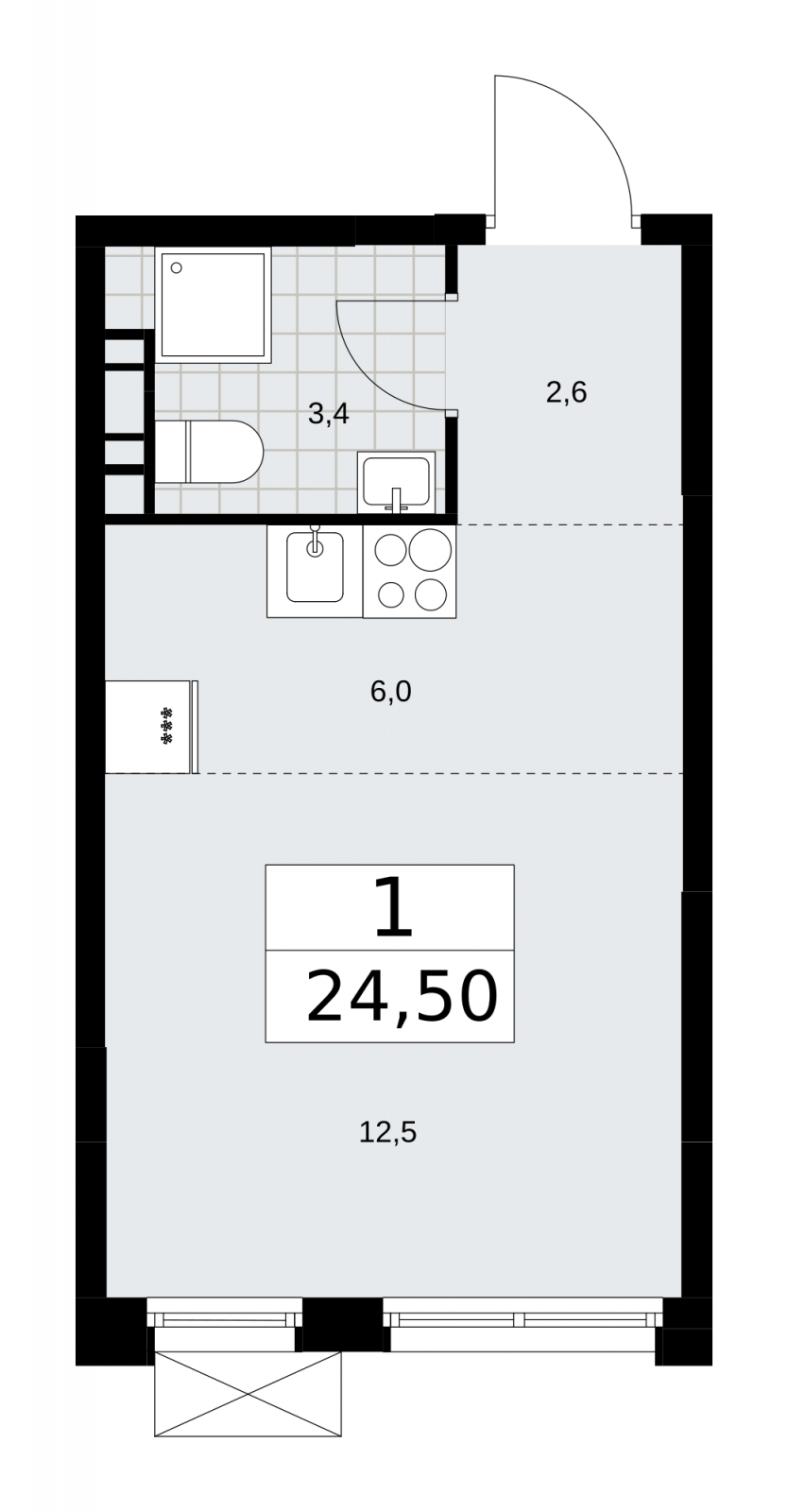 2-комнатная квартира в ЖК Скандинавия на 13 этаже в 2 секции. Сдача в 3 кв. 2025 г.