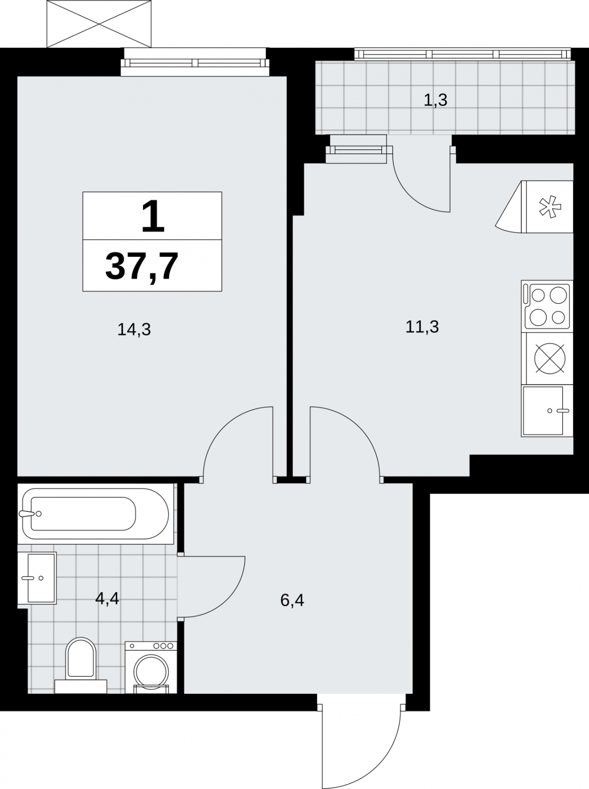 1-комнатная квартира (Студия) с отделкой в ЖК Профит на 27 этаже в 6 секции. Сдача в 2 кв. 2023 г.
