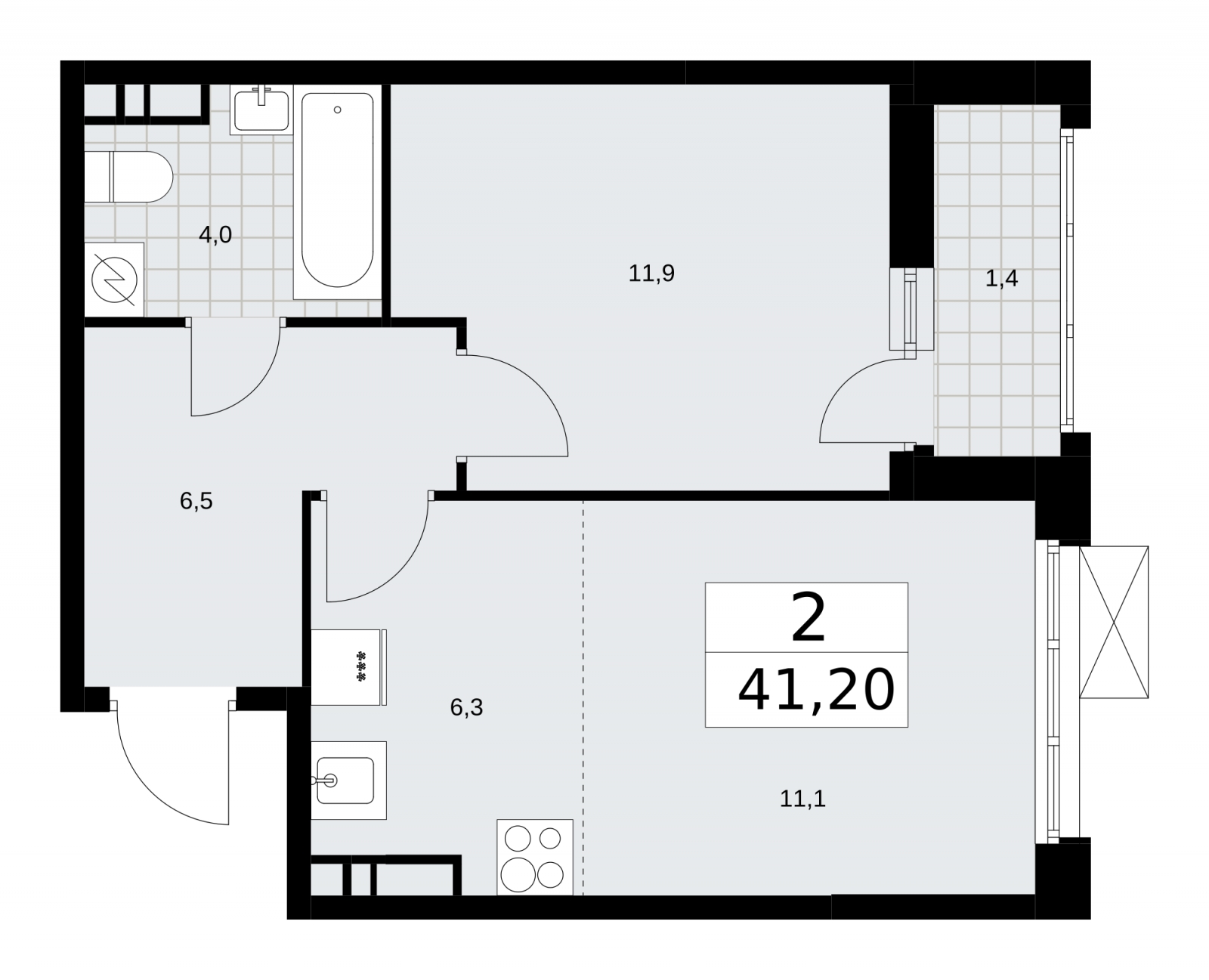 1-комнатная квартира (Студия) в ЖК Скандинавия на 11 этаже в 2 секции. Сдача в 3 кв. 2025 г.