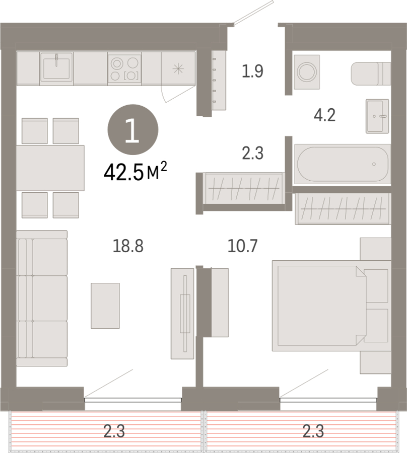 3-комнатная квартира с отделкой в ЖК Октябрьский на Туре на 4 этаже в 5 секции. Сдача в 2 кв. 2026 г.