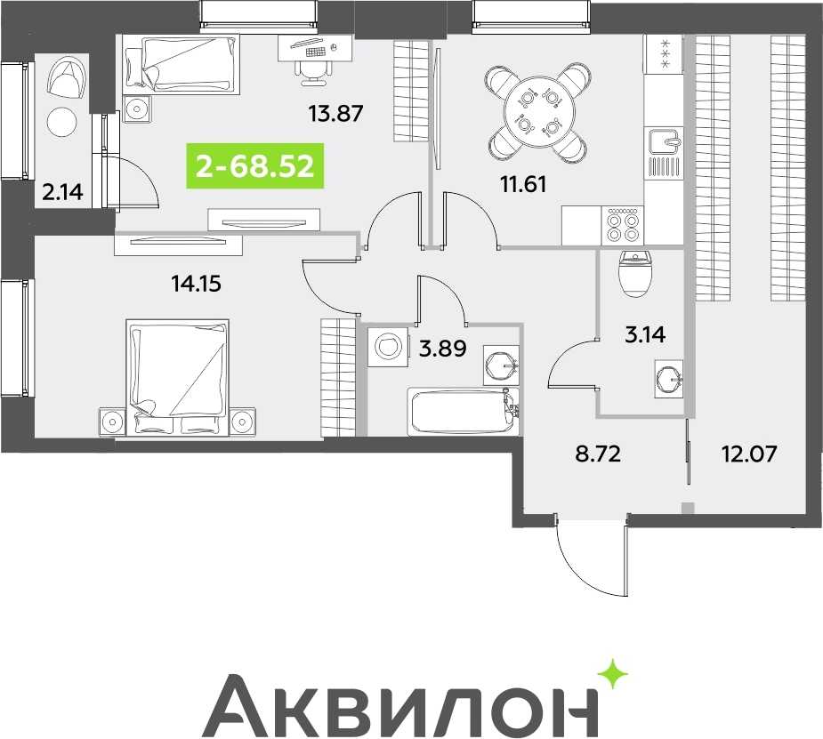 3-комнатная квартира с отделкой в ЖК Октябрьский на Туре на 3 этаже в 1 секции. Сдача в 2 кв. 2026 г.