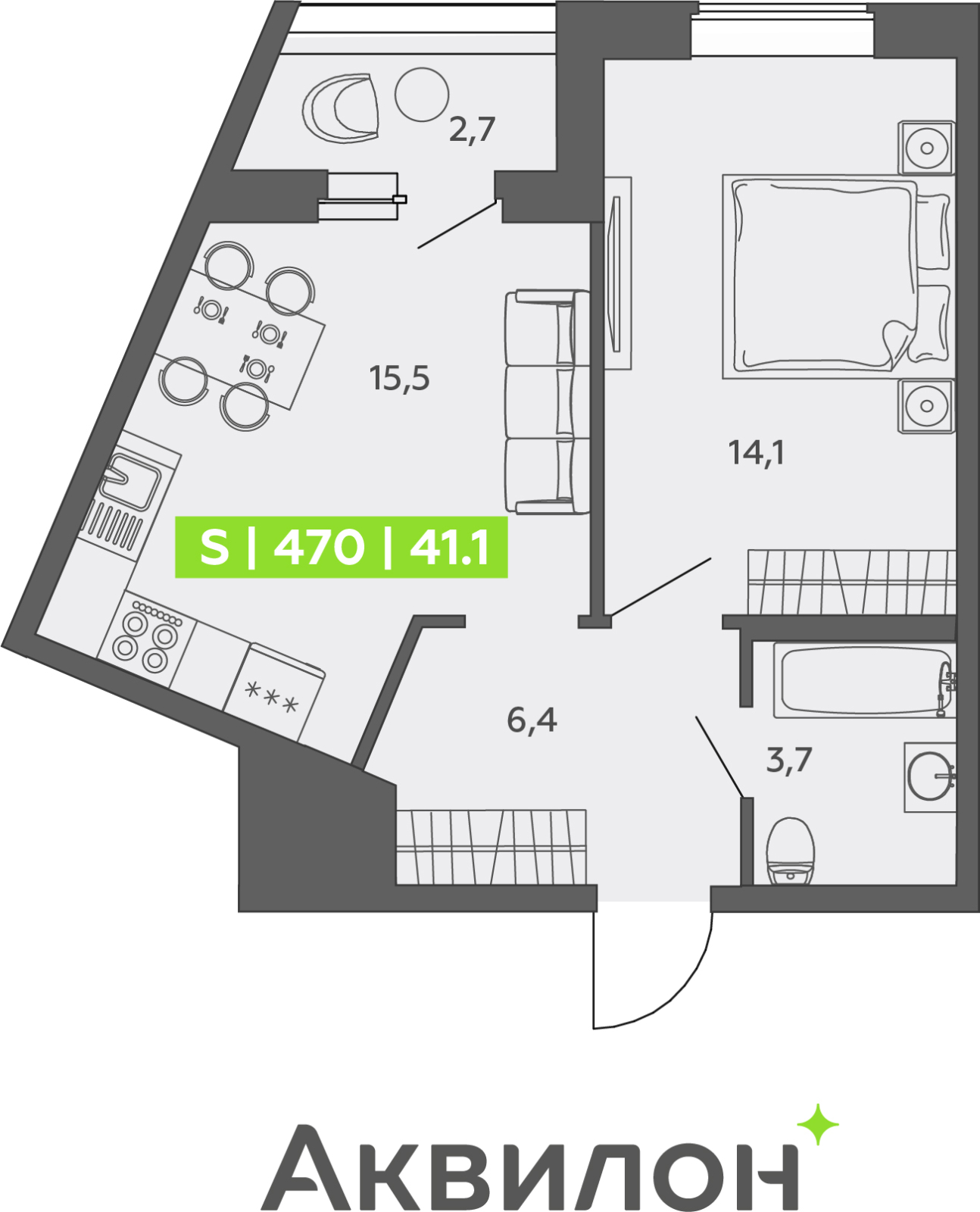 1-комнатная квартира с отделкой в ЖК Дзен-кварталы на 16 этаже в 1 секции. Сдача в 3 кв. 2026 г.