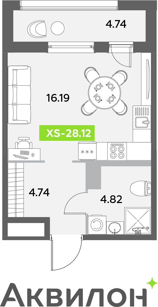 1-комнатная квартира (Студия) с отделкой в ЖК RedRock на 13 этаже в 1 секции. Сдача в 2 кв. 2024 г.