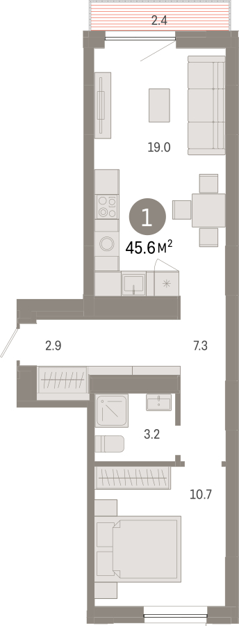 2-комнатная квартира в ЖК Дзен-кварталы на 12 этаже в 5 секции. Сдача в 2 кв. 2026 г.
