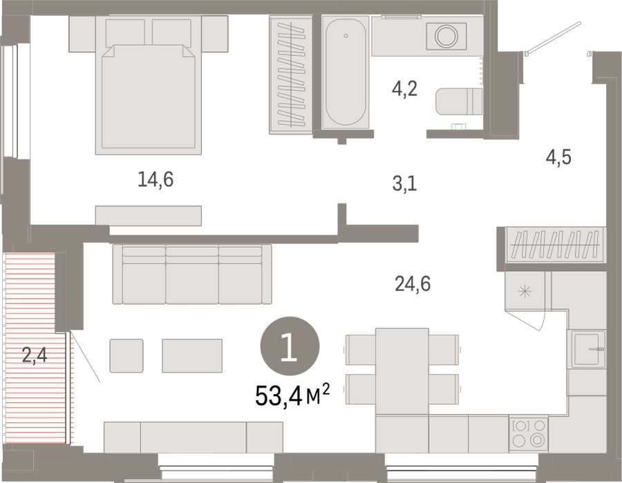 2-комнатная квартира в ЖК Дзен-кварталы на 2 этаже в 1 секции. Сдача в 2 кв. 2026 г.