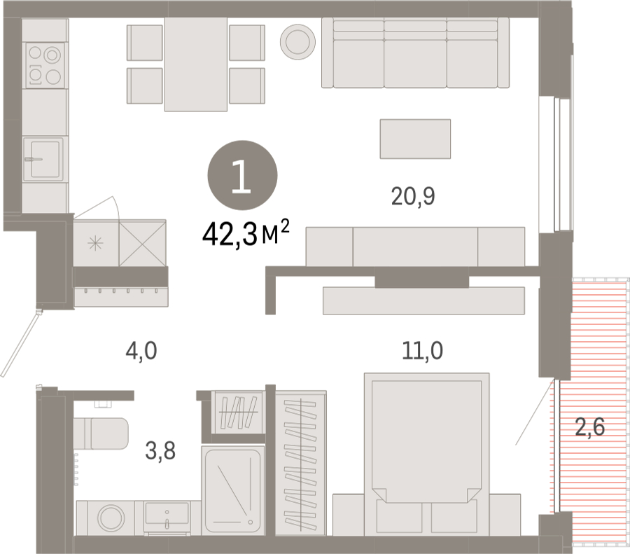 3-комнатная квартира в ЖК Дзен-кварталы на 3 этаже в 3 секции. Сдача в 1 кв. 2026 г.