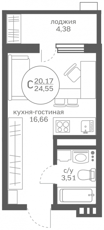 2-комнатная квартира с отделкой в ЖК Октябрьский на Туре на 6 этаже в 2 секции. Сдача в 2 кв. 2025 г.