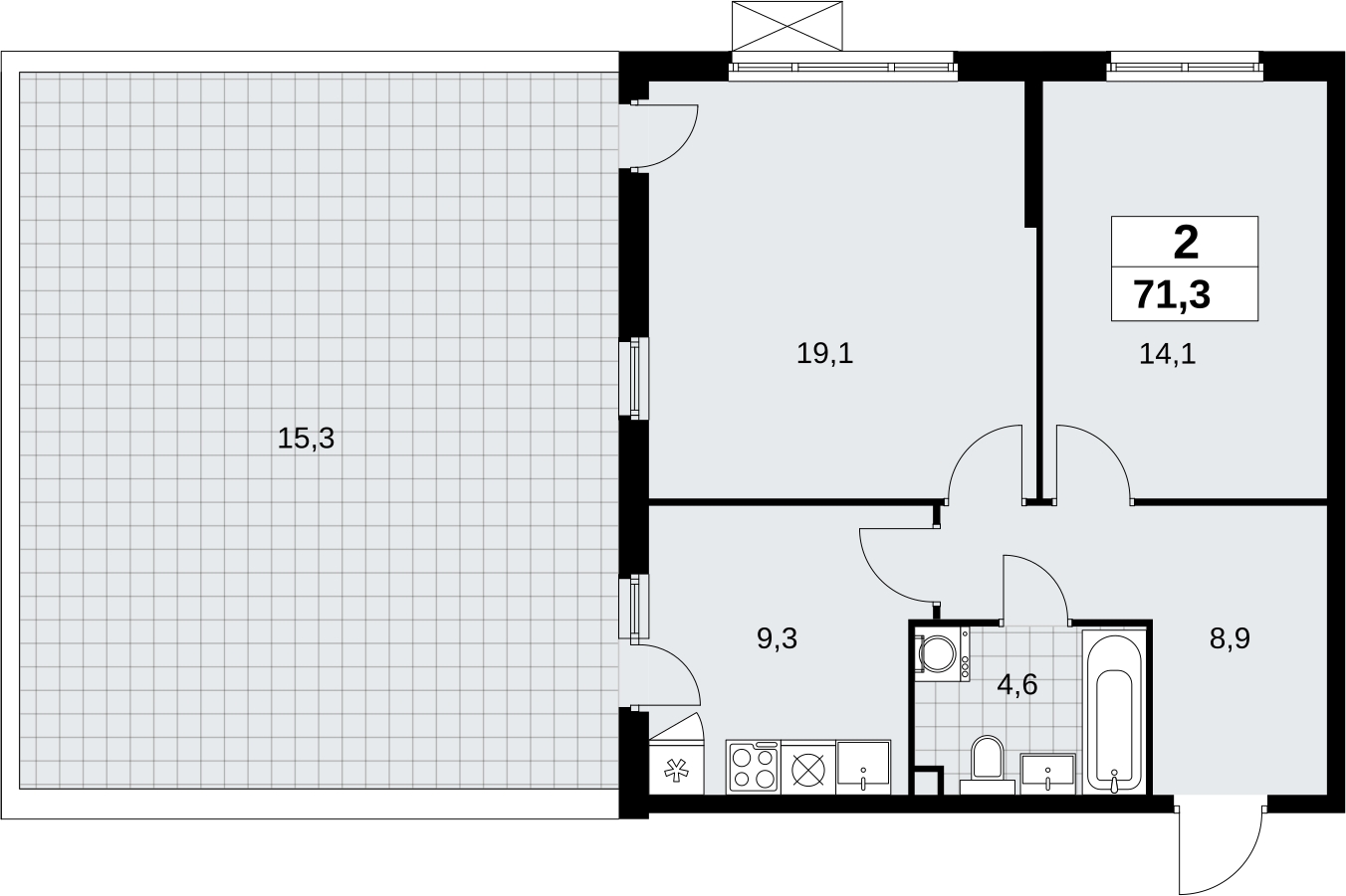 3-комнатная квартира с отделкой в ЖК Октябрьский на Туре на 1 этаже в 3 секции. Сдача в 2 кв. 2025 г.