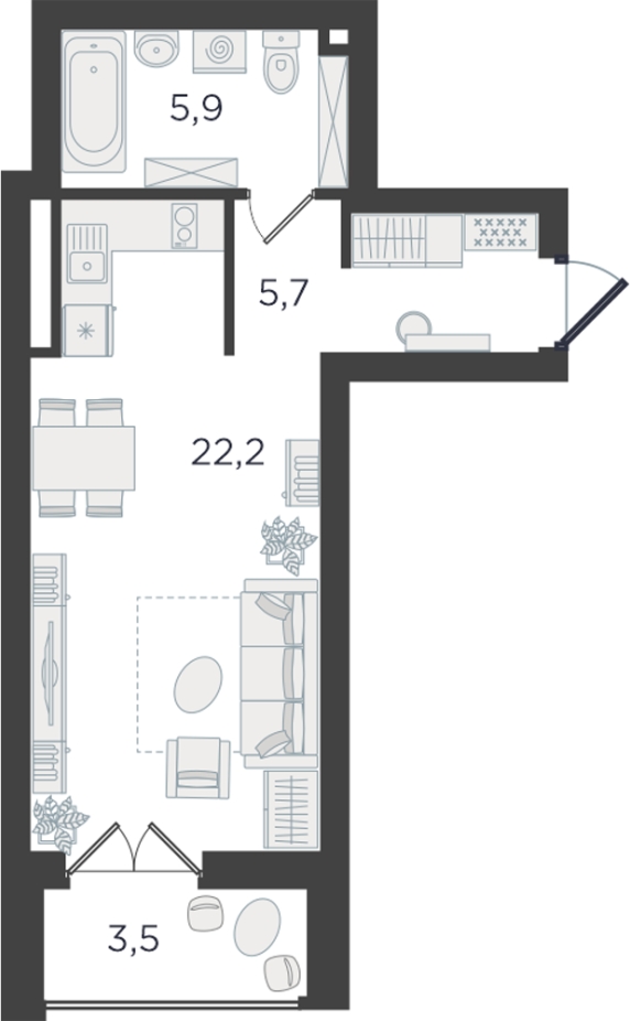 3-комнатная квартира в ЖК Дзен-кварталы на 10 этаже в 4 секции. Сдача в 1 кв. 2026 г.
