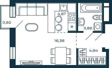 3-комнатная квартира с отделкой в ЖК Дзен-кварталы на 4 этаже в 1 секции. Сдача в 3 кв. 2026 г.