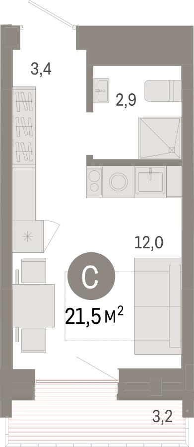 1-комнатная квартира с отделкой в ЖК Октябрьский на Туре на 4 этаже в 6 секции. Сдача в 2 кв. 2026 г.