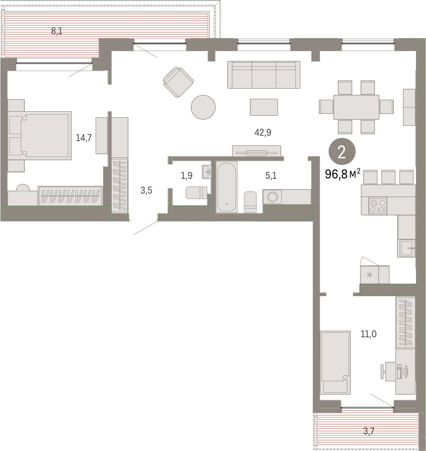 1-комнатная квартира с отделкой в ЖК Дзен-кварталы на 10 этаже в 1 секции. Сдача в 3 кв. 2026 г.