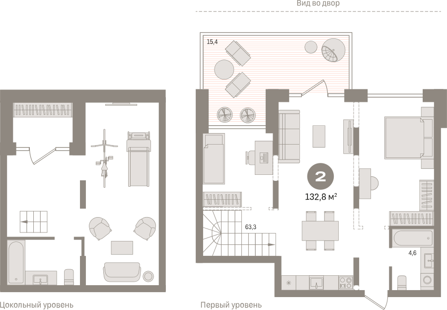 3-комнатная квартира с отделкой в ЖК Октябрьский на Туре на 14 этаже в 1 секции. Сдача в 2 кв. 2025 г.