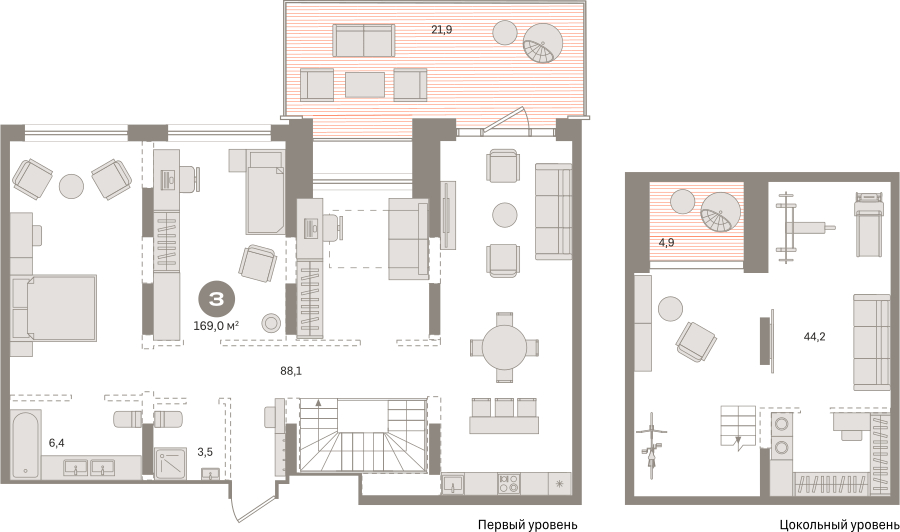 3-комнатная квартира с отделкой в ЖК Октябрьский на Туре на 13 этаже в 1 секции. Сдача в 2 кв. 2025 г.