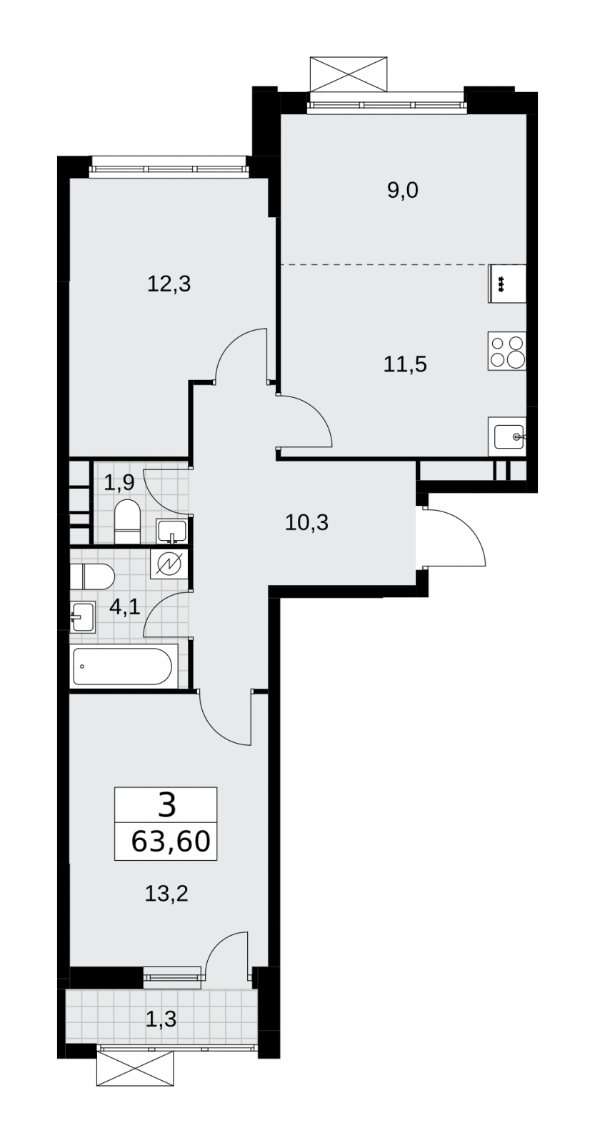 1-комнатная квартира (Студия) в ЖК Скандинавия на 8 этаже в 1 секции. Сдача в 3 кв. 2025 г.