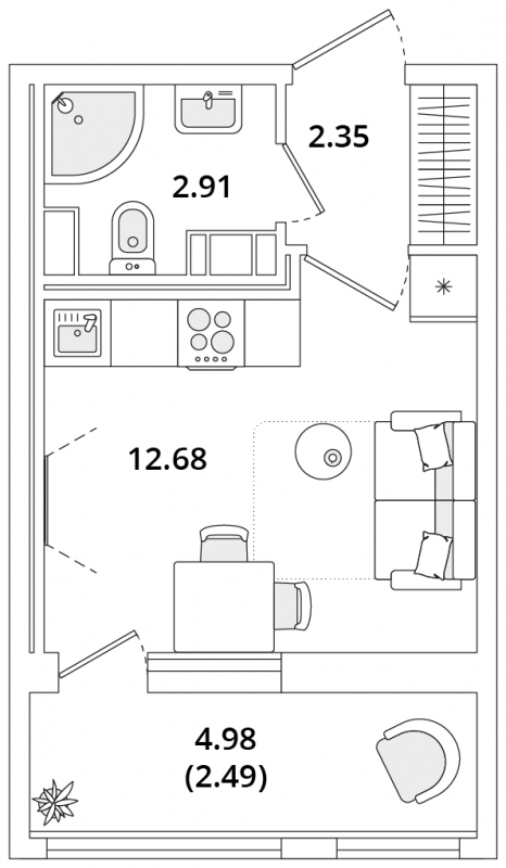 1-комнатная квартира с отделкой в ЖК Дзен-кварталы на 6 этаже в 3 секции. Сдача в 3 кв. 2026 г.