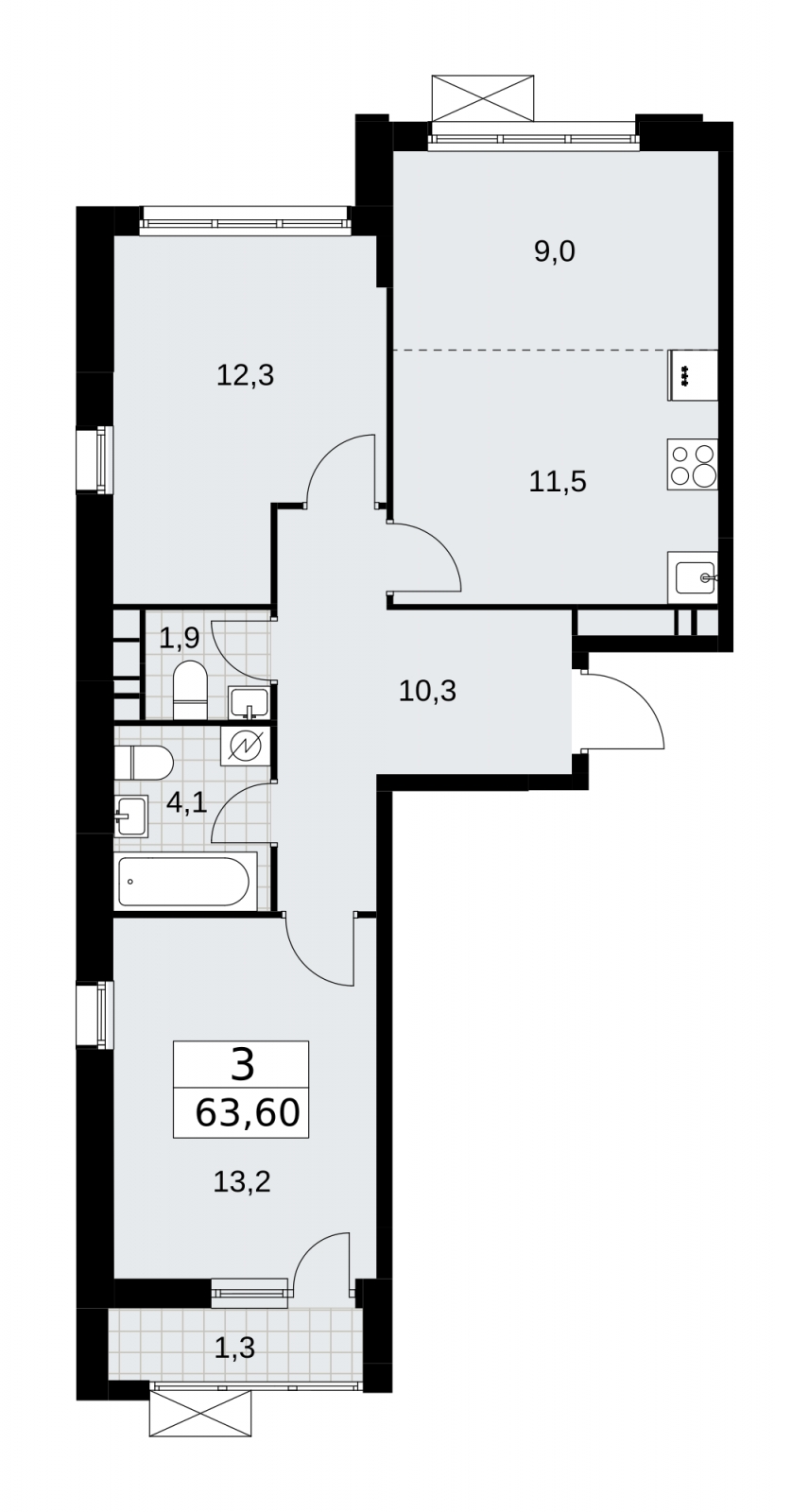 1-комнатная квартира в ЖК Скандинавия на 11 этаже в 1 секции. Сдача в 4 кв. 2024 г.
