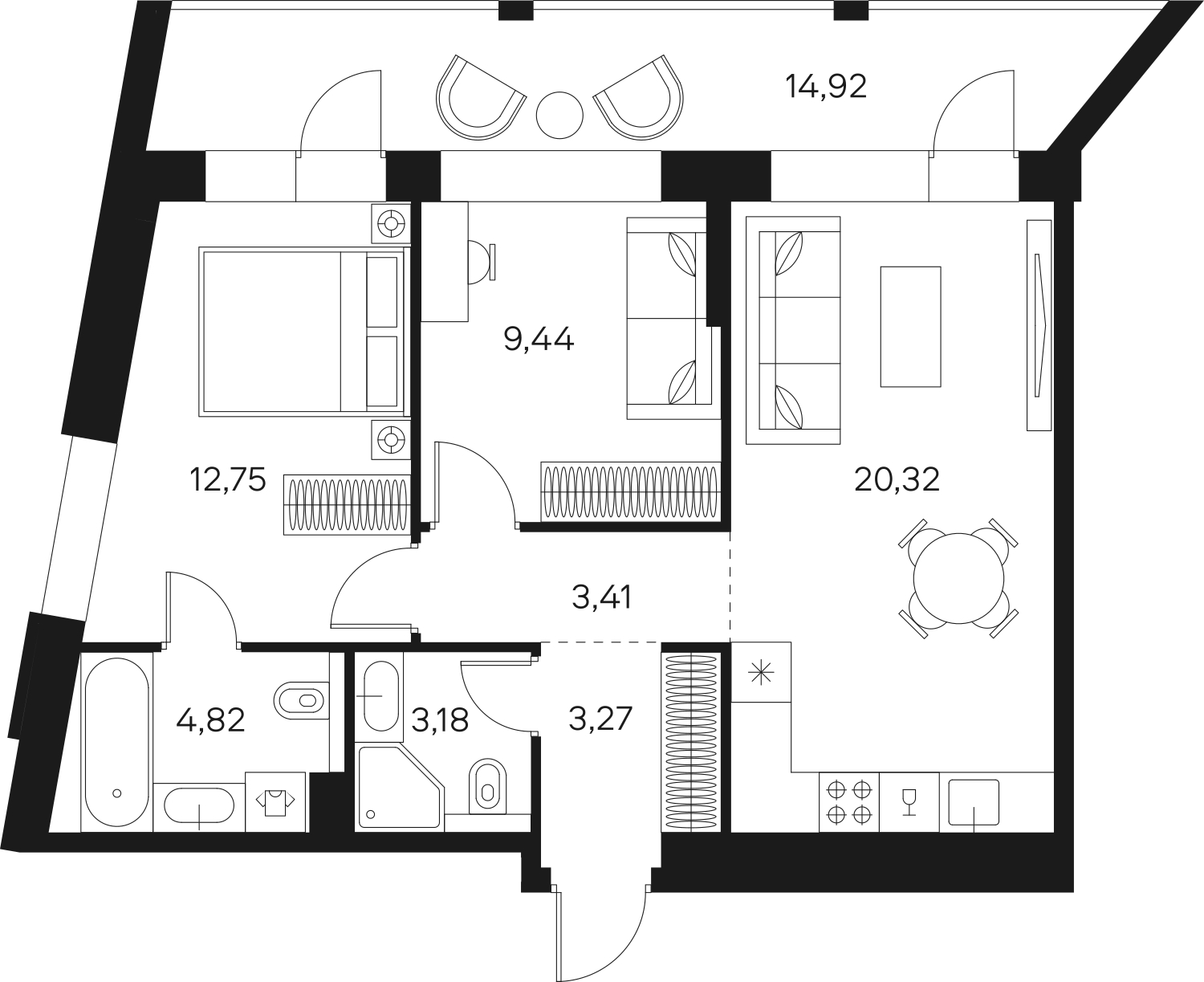 3-комнатная квартира с отделкой в ЖК Октябрьский на Туре на 5 этаже в 5 секции. Сдача в 1 кв. 2026 г.