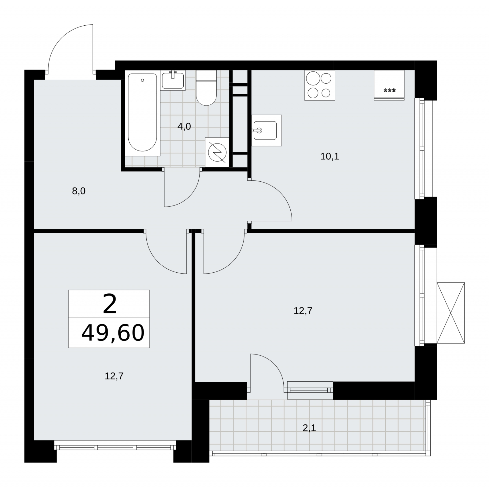 3-комнатная квартира в ЖК Скандинавия на 12 этаже в 2 секции. Сдача в 3 кв. 2025 г.