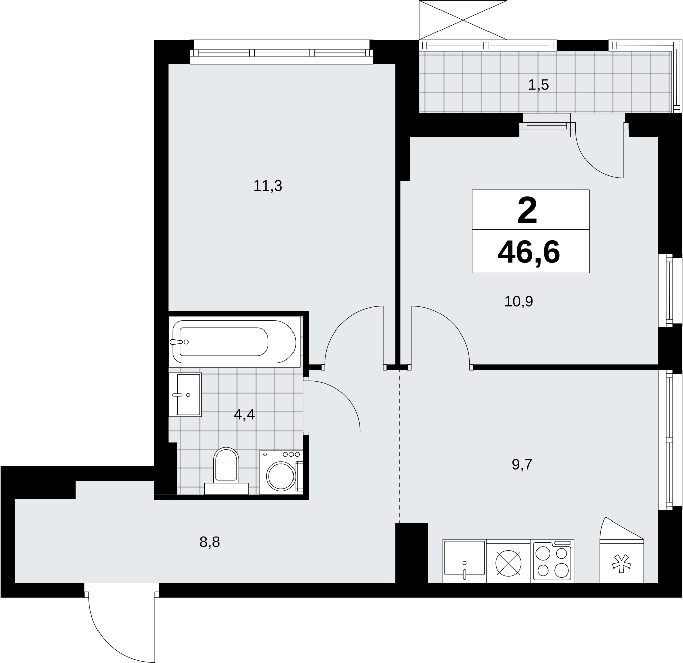 2-комнатная квартира с отделкой в ЖК Второй Нагатинский на 23 этаже в 1 секции. Сдача в 2 кв. 2023 г.
